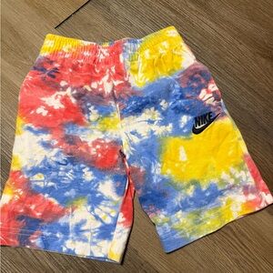 Nike Kids Colorful Tie-Dye Shorts - Red, Blue, Yellow